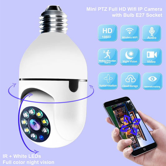 💡 Caméra Ampoule WiFi 1080P – Surveillance Intelligente avec Vision Nocturne | 1080P WiFi Bulb Camera – Smart Home Security with Night Visio