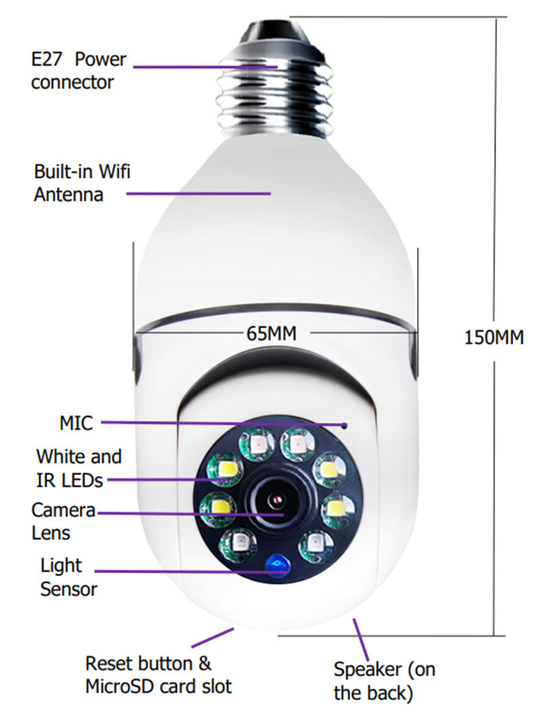 💡 Caméra Ampoule WiFi 1080P – Surveillance Intelligente avec Vision Nocturne | 1080P WiFi Bulb Camera – Smart Home Security with Night Visio